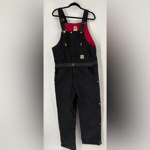 Carhartt Bib Overalls Quilt Lined Double Knee Black 36x32